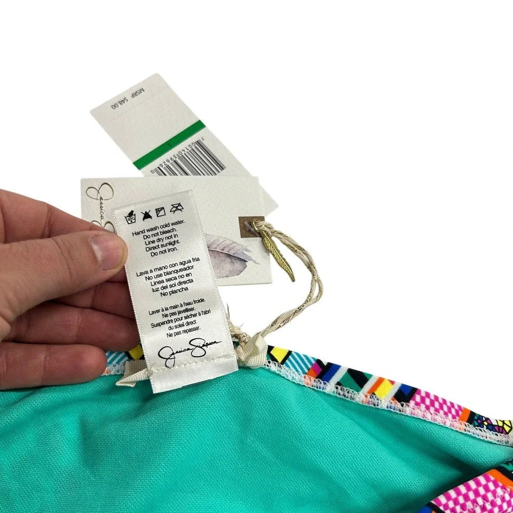 Jessica Simpson Boho Resort Bikini‎ Bottoms Large Tribal Geometric Swimwear NWT